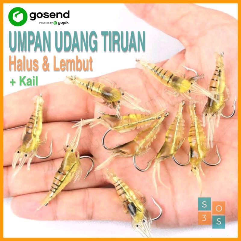 Umpan Udang Tiruan Mirip Asli - Umpan Pancing + Kail Tajam