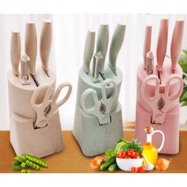 Kitchen Knife Set Premium Pisau Dapur Stainless Steel Set 6 in 1