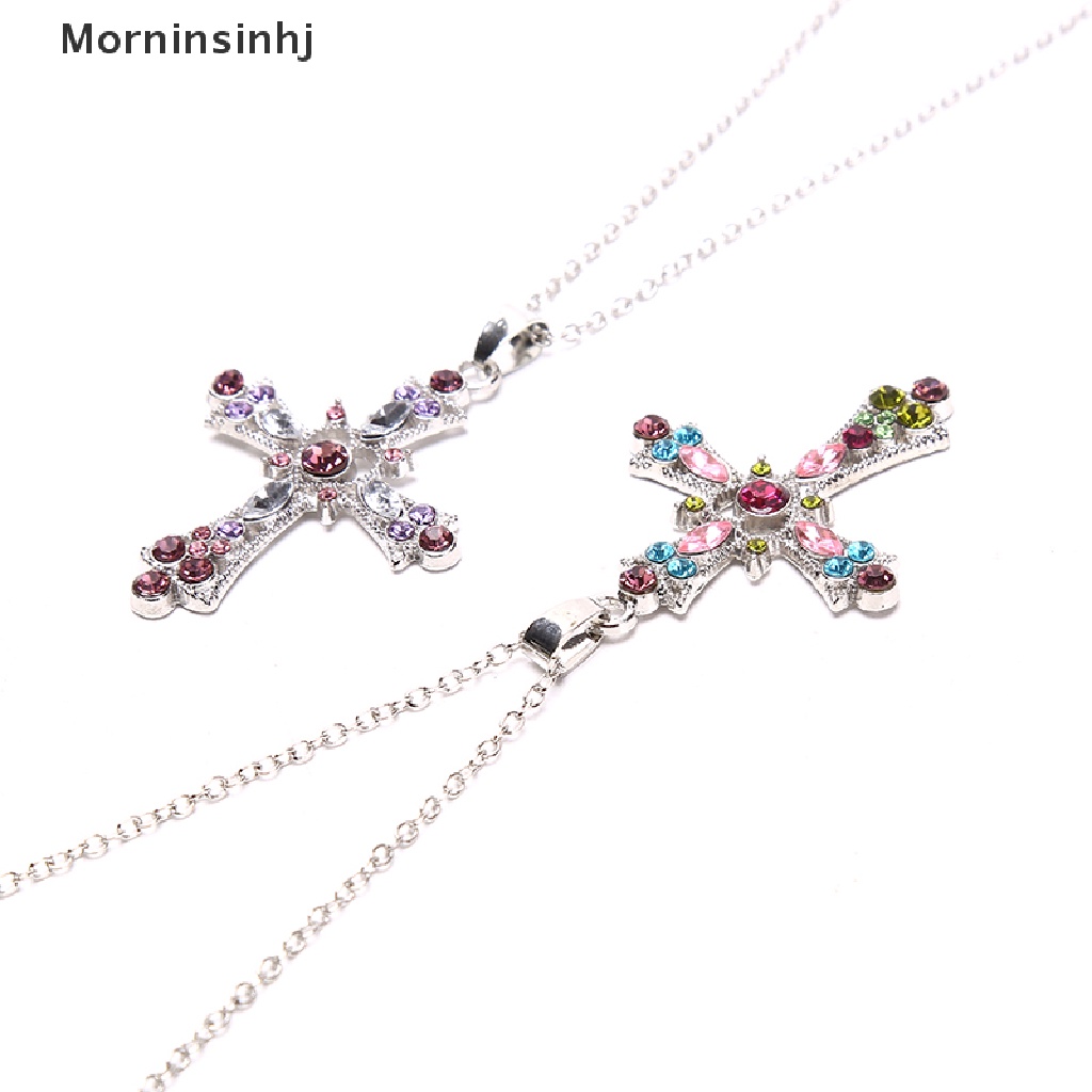 Mornin Vintage Color Zircon Cross Virgin Pendant Kalung Pesona Lady Necklace id