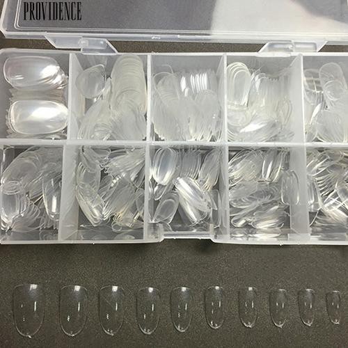500 Pcs Batal Oval Penutup Penuh Kuku Palsu DIY Nail Art Transparan Tips Palsu Kuku
