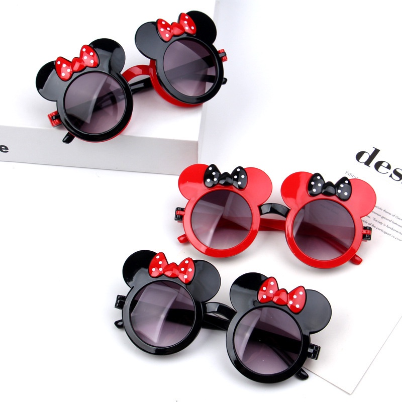 Kacamata Anak Perempuan Sunglasses Mickey Double Lens Miki Mouse Lucu Dua Lensa Hitam Putih Buka