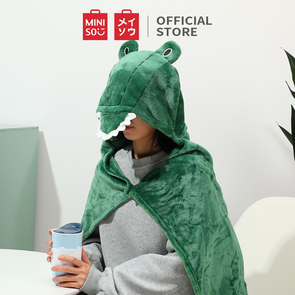 Miniso Selimut Lucu dengan Hoodie Selimut rekreasi kantor Tetap hangat Tidur sebentar selendang-2