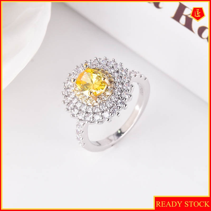 [Ready Stock]Luxury Citrine Two-Tone Ring