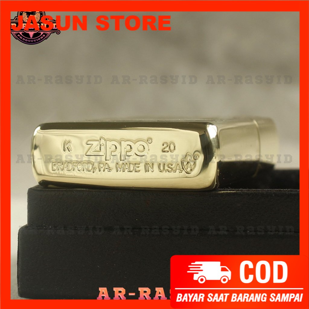 Korek Api Minyak Zippo Gold Ukir Motif Ikan Fish 168 3962-9