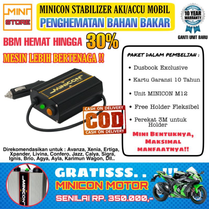 MINICON VOLT STABILIZER AKI ACCU PENGHEMAT IRIT BAHAN BAKAR MOBIL ASLI ORIGINAL TIPE M12 BISA COD