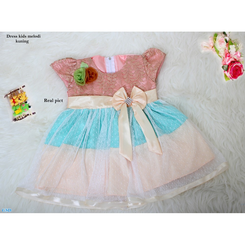 Dress Kids Melodi/Gaun Pesta Anak/Terusan Casual Midi Mini Dress Anak Premium/Baju Anak Import Murah