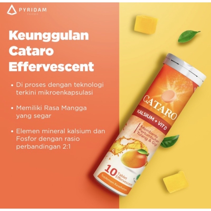 Cataro effervescent tube 10 tablet ( multivitamin kesehatan tulang )