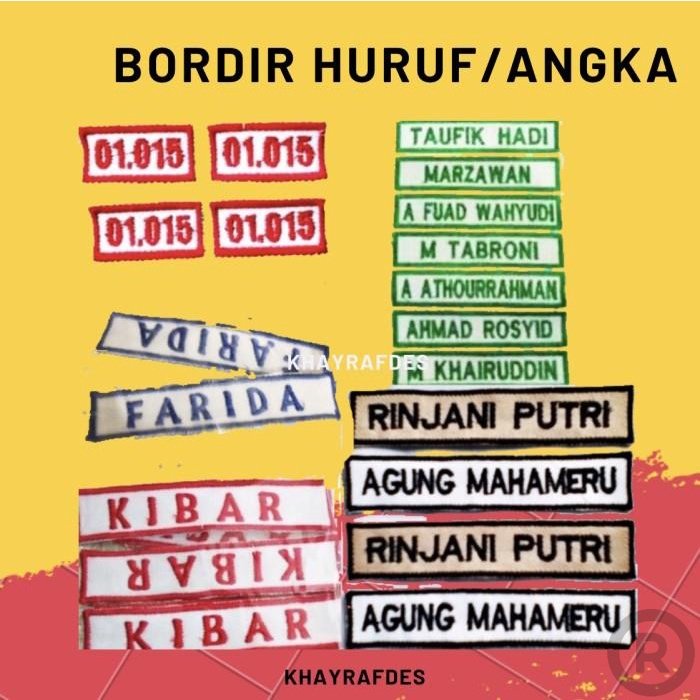 Sehari Jadi Bordir Nama Sis /Name Tag Badge Bet Untuk Baju Sekolah Bordir Nama Custom