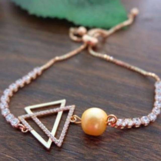 Gelang serut kekinian mutiara asli lombok (rhodium lapis emas) mutiara tawar