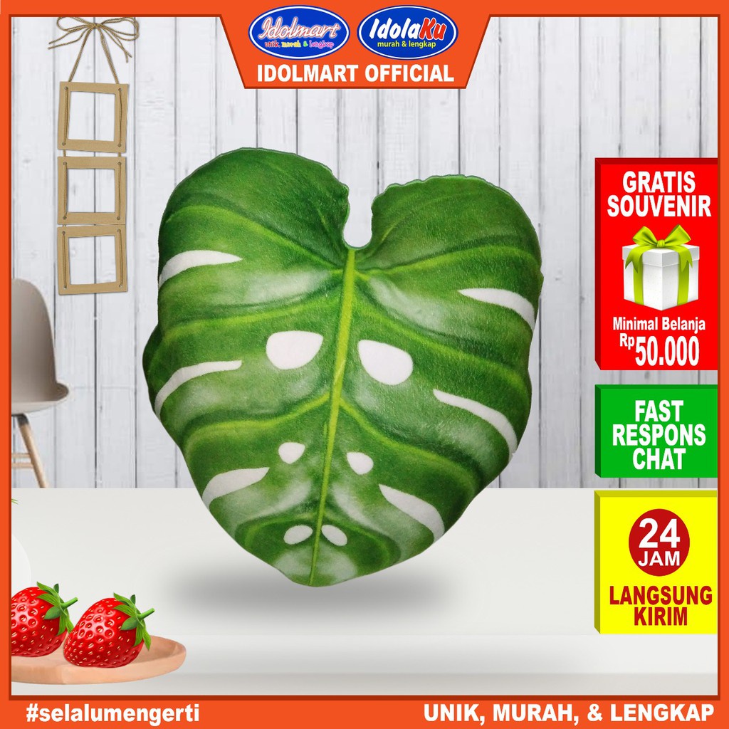 IDOLAKU Bantal Motif daun bantal sofa janda bolong /Monstera / SNI