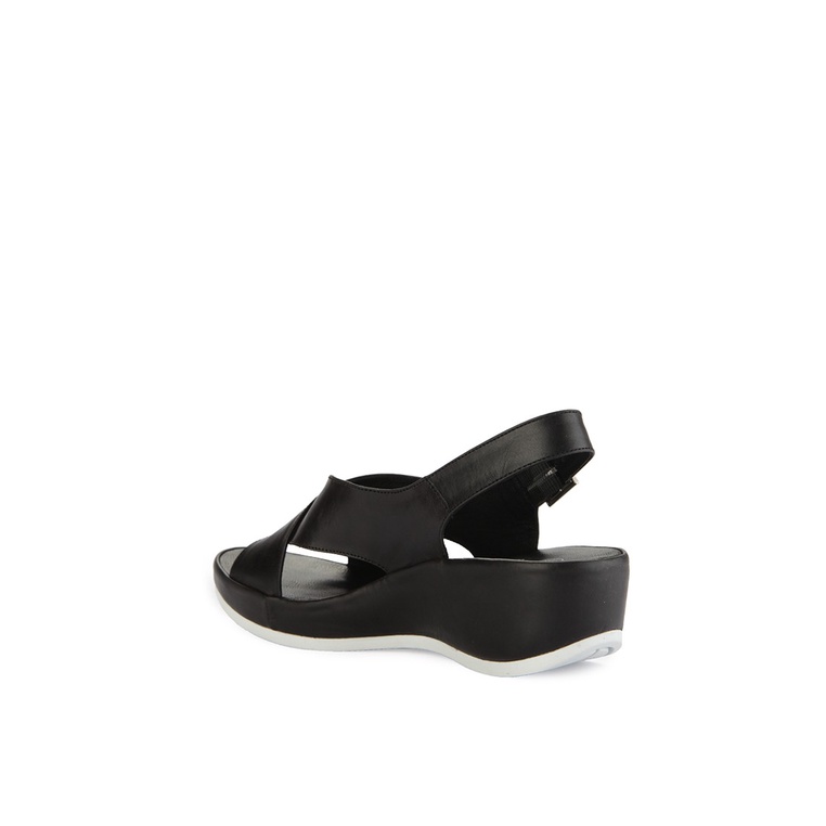 SANDAL WEDGES KULIT HUSH PUPPIES WANITA ORIGINAL SLINGBACK HITAM HW52