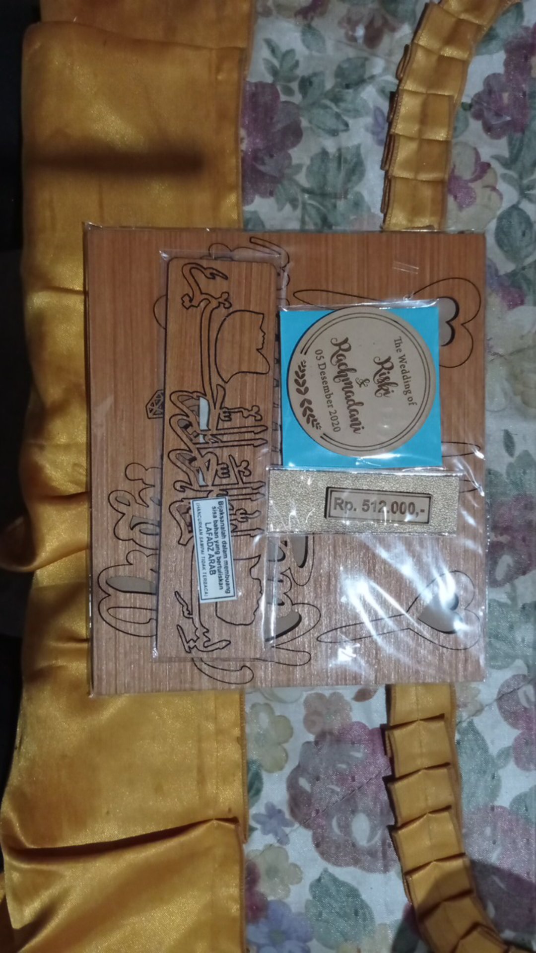 Rs 18 X 4,5 Cm Arab Bismillah Harakat Kayu Plywood Coklat / Putih / Mdf / Triplex Mahar Seserahan