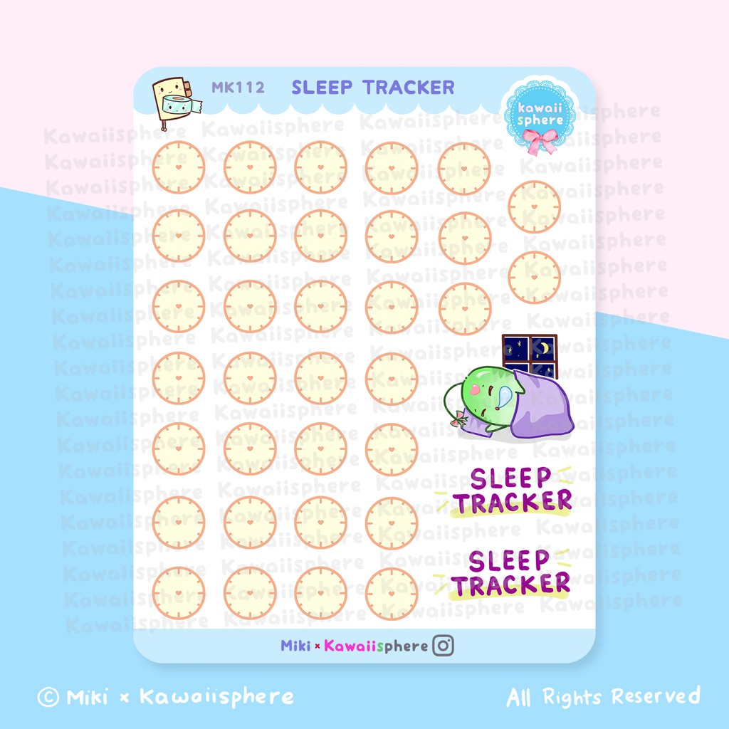 

Sleep Tracker (for 1 Month) | Planner Sticker MK112 Kawaiisphere | Writable Waterproof