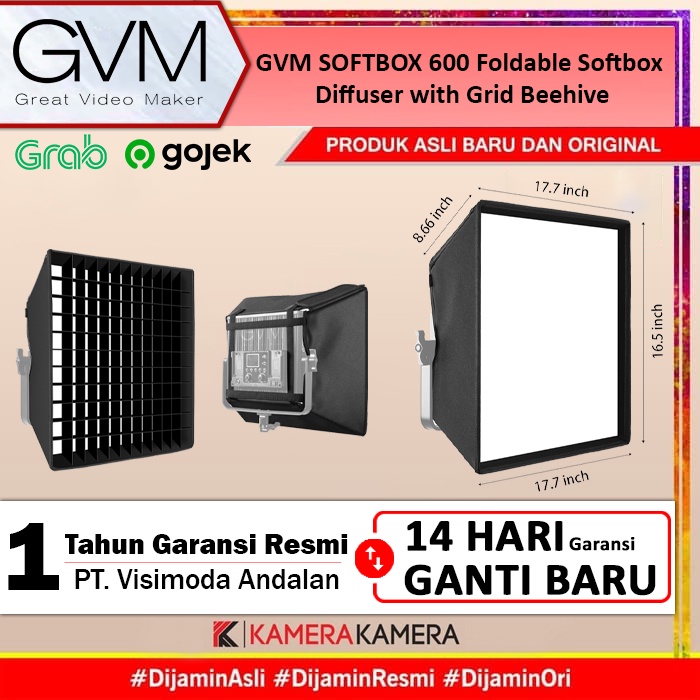 GVM SOFTBOX 600 Foldable Softbox Diffuser with Grid Beehive