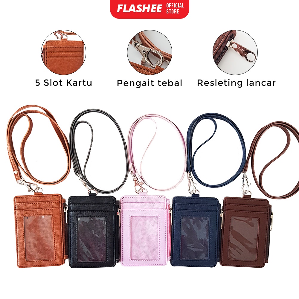 

ID Card Holder Resleting Name Tag Seleting ID Card Risleting Name Tag Lanyard Zipper Kulit Sintetis