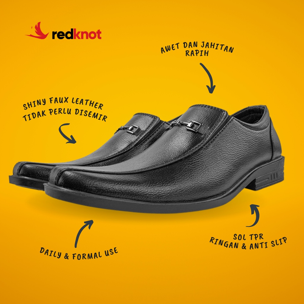 Redknot Jackson Hitam Sepatu Kerja Murah Pantofel Berkualitas