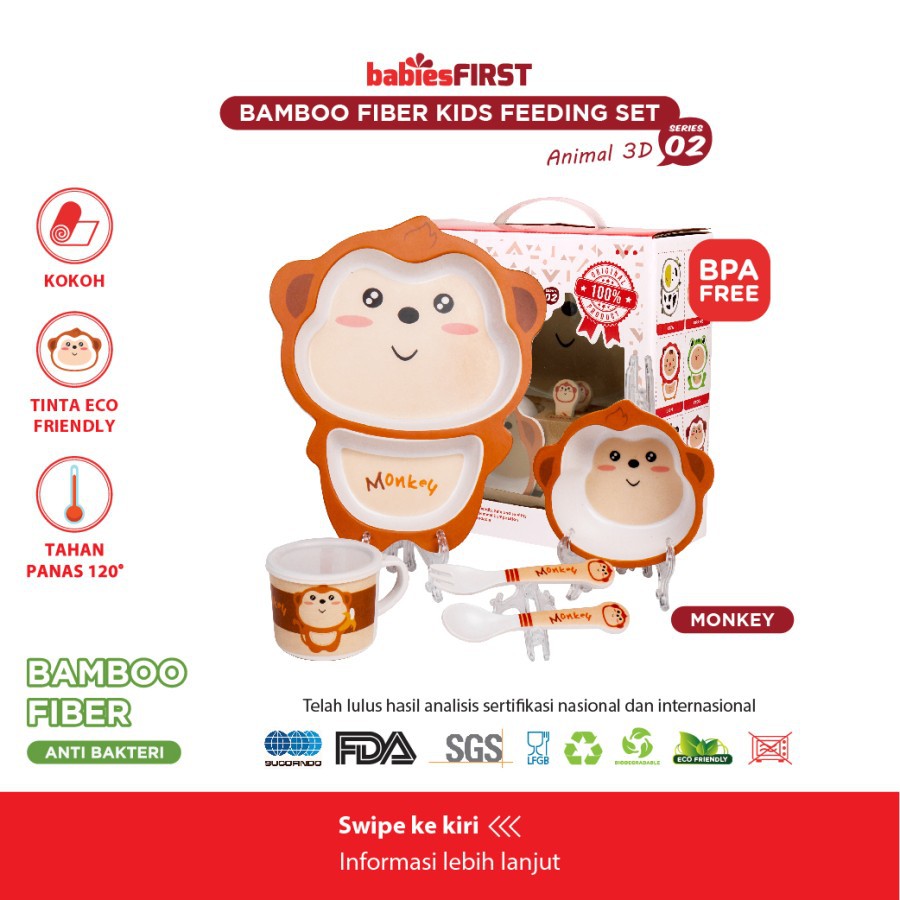 BABIESFIRST Bamboo Fiber Kids Feeding Set Animal 3D Alat Makan Anak