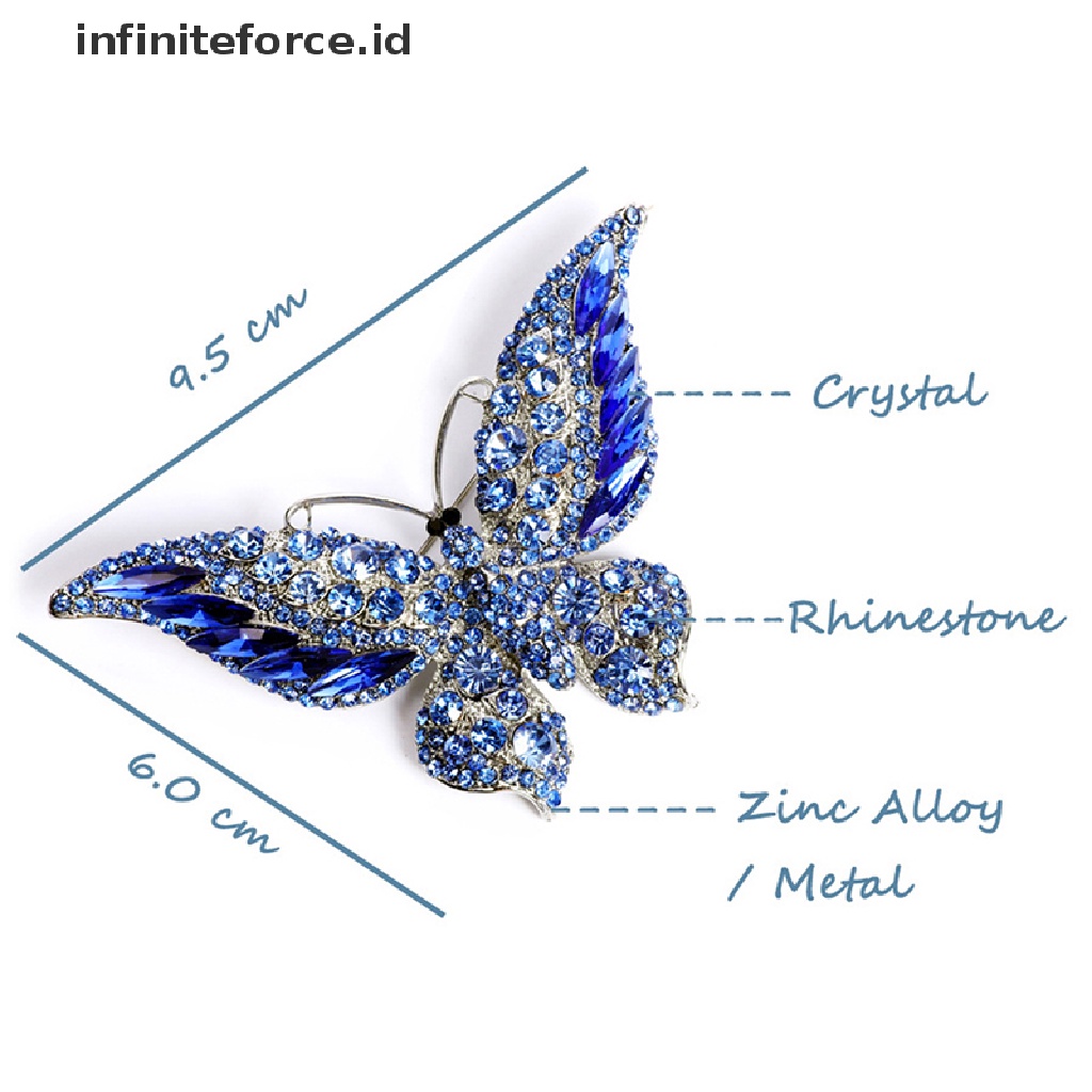 Bros Bentuk Kupu-Kupu Aksen Kristal Dan Berlian Imitasi Untuk Wanita