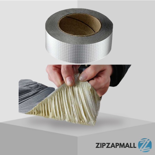 Lakban Aluminium Foil Adhesive Super Tape / Lakban Alumunium Foil Tambal Panci Anti Bocor Air Anti Panas Dapur Mobil Waterproof Super Kuat Rekat Kuat / Lakban Ajaib Tambal Penambal Bocor Anti Air Kuat / Lakban Perekat Pipa Ember Pecah Bocor Tahan Air Ori