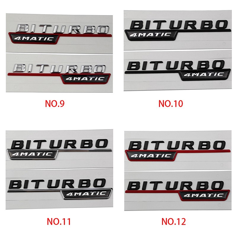 Night knight 2pcs Stiker Emblem Tulisan Turbo 4 Matic Biturbo 4matic Bahan Plastik Abs Untuk Bagasi Belakang Mobil Mercedes Benz W203 W204 W210 W211 Sls Glk W124 W168