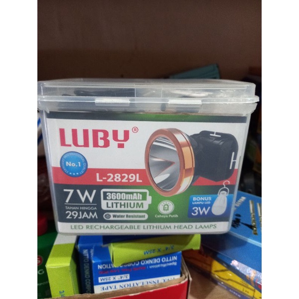 Senter Kepala/Headlamp LED 7 Watt Waterproof+Dimmer LUBY L-2829L