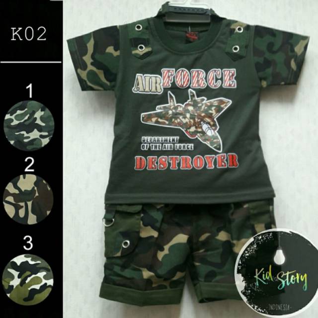 Setelan kaos  army  anak  Shopee Indonesia
