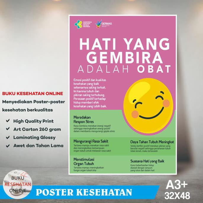

Poster Kesehatan Hati Yang Gembira Adalah Obat - Laminating Glossy OBRAL