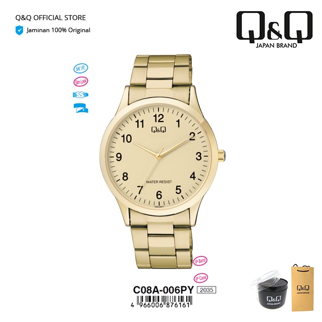 Q&Q QnQ QQ Jam Tangan Arloji Pria Fashion Analog Stainless Steel Rantai - C08 C08A Water Resist 3 BAR-2