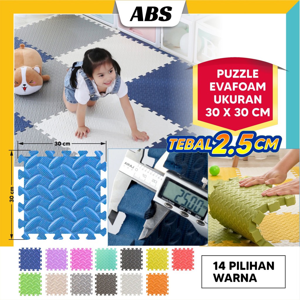 ⭐Bisa Cod⭐  Tebal 25Mm Puzzle Evafoam Alas Lantai Polos Premium  Uk 30 X 30Cm