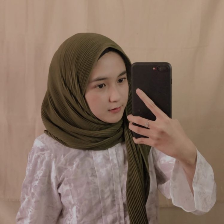 PASHMINA LIDI ( FULL ) PLISKET - JILBAB PASMINA PLEATED SHAWL BAHAN DIAMOND 175 x 75 CM-army