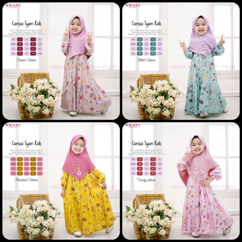 GAMIS ANAK CARISSA SYAR'I KIDS BAHAN RAYON VISCOSE FREE JILBAB Original by Alila 2