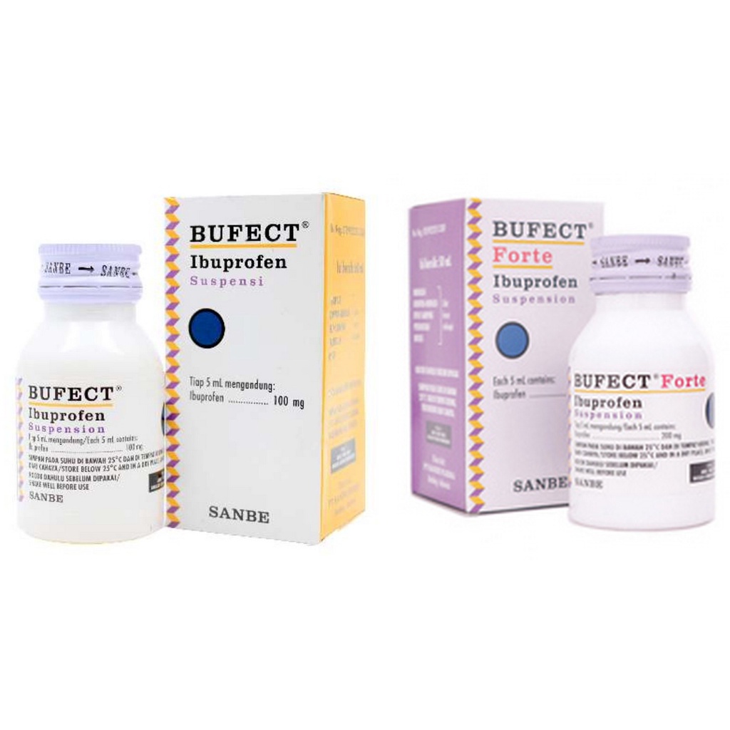 BUFECT FORTE Syrup &amp; Bufect Sirup - Ibuprofen Obat Demam Sakit Kepala Botol