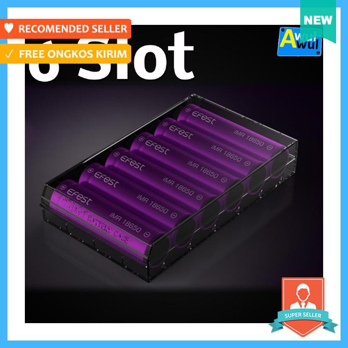 6 Slot Efest Transparent Battery Case For 18650 - Tempat Penyimpanan - Kotak Baterai