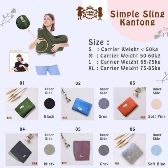 Petite Mimi Simple Sling Kantong - Gendongan kaos ( GEOS )