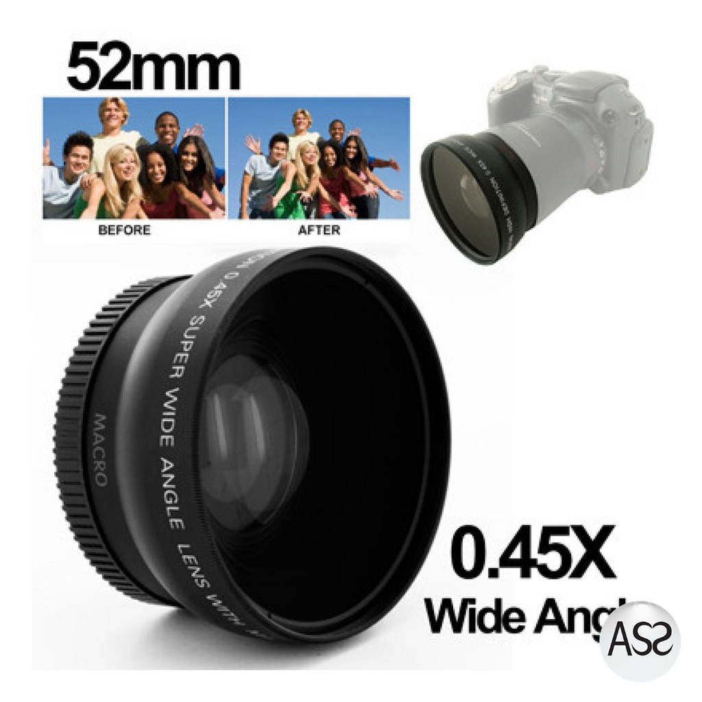 ASS Shop - Wide Angle Lens with Macro 0.45X 52mm for Nikon D40 / D60 / D70s / D3000 / D3100 / D5000