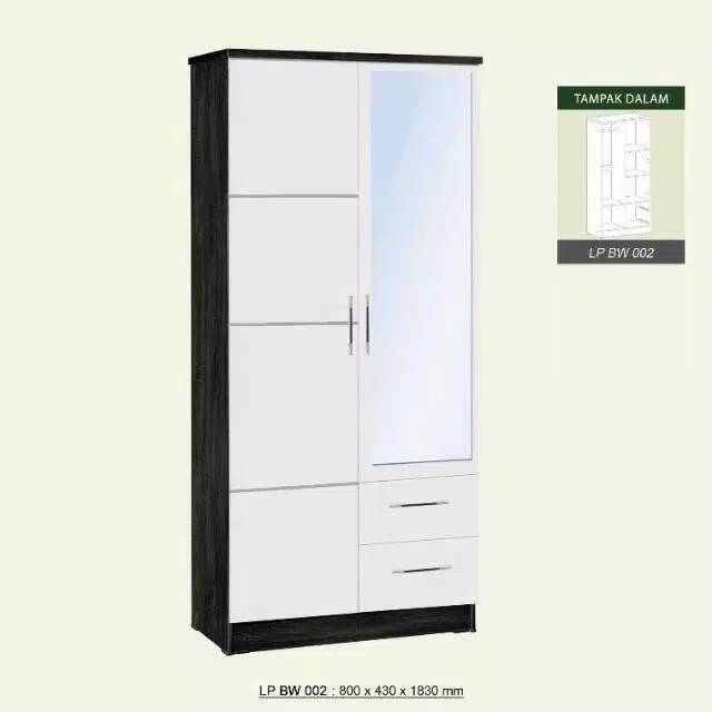 LEMARI PAKAIAN 2 PINTU LEMARI BAJU LEMARI MINIMALIS WARDROBE BW 002 BW 003 Bw 006 bw 008 BW 010