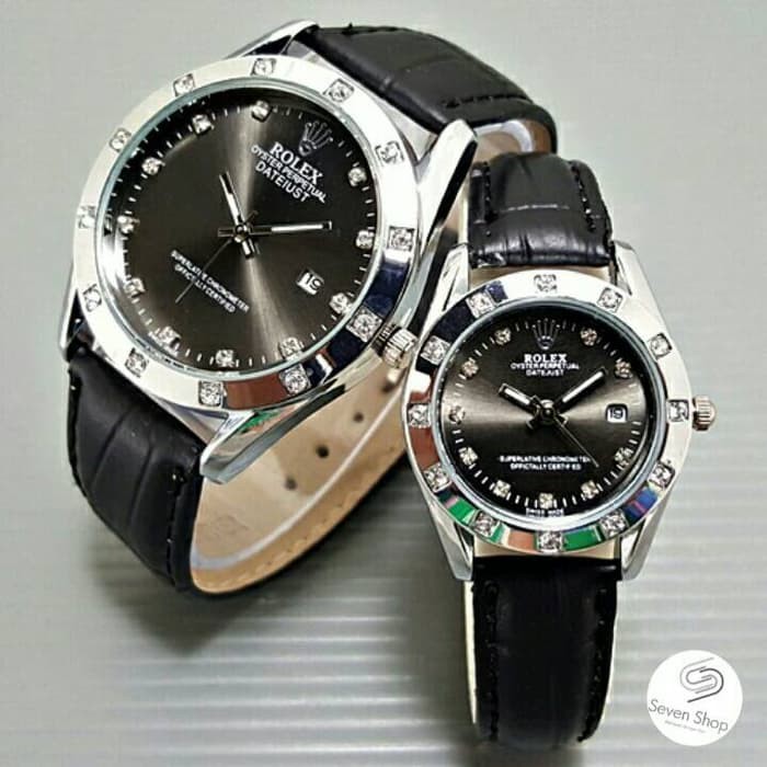 Jam Tangan Rolex Couple Silver Black