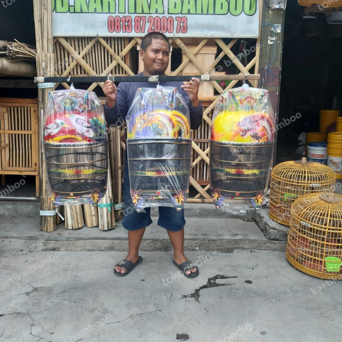 Sangkar Perkutut Fiber Mahkota Merak Kaki Merak Sangkar Lukis Gambar
