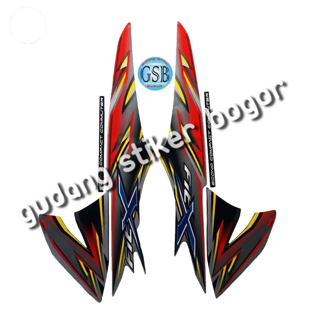sticker striping motor honda Supra Fit X 2008 Silver-hitam-merah