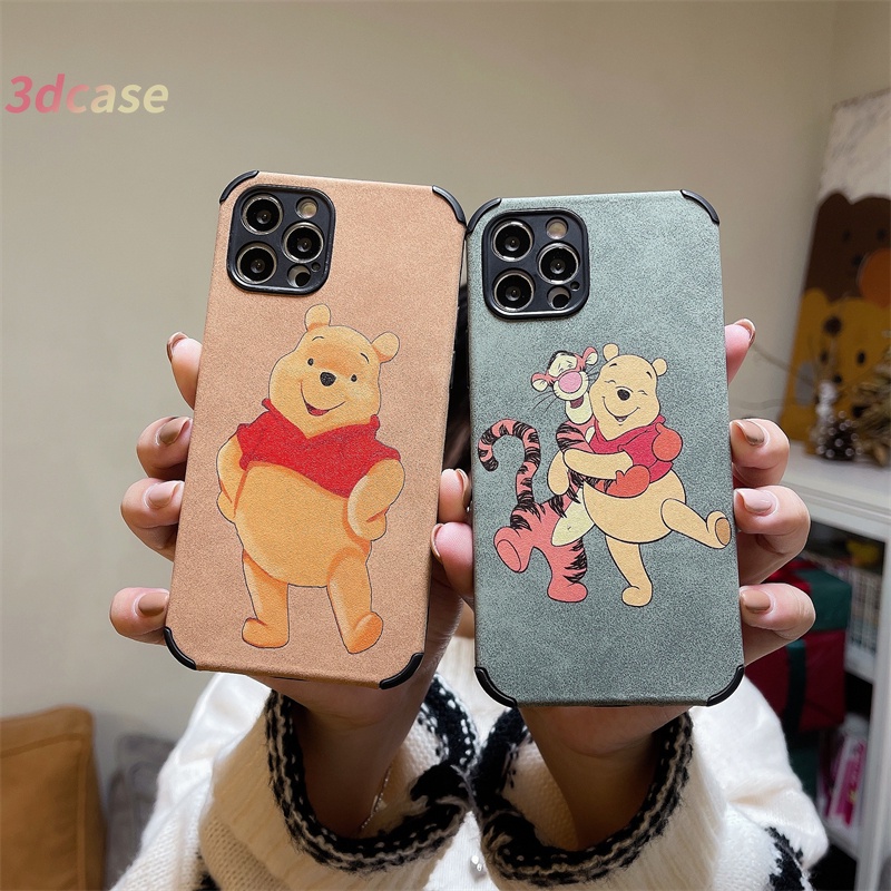 Casing VIVO Y31 2021 Y12 Y20 Y12S Y20S Y20i Y53 Y51 2020 Y12A Y20A Y20G Y30G Y12G Y30 Y51S Y53S Y91C Y91 Y17 Y93 Y50 Y51A Y30i Y12i Y11S Y15 Y95 Y11 Y90 Y91i U10 Y70 Y1S A7 A9 A53 2020 A15 A54 Cartoon Cute Winnie the Pooh Soft Case Lamb Skin Leather Case