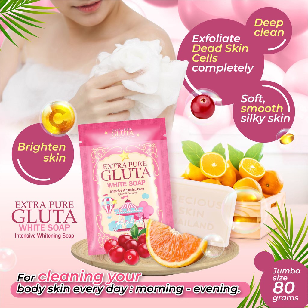 Precious Skin Extra Pure Gluta Whitening Body &amp; Face Soap  / Sabun Pemutih / Sabun instan Putih 80g