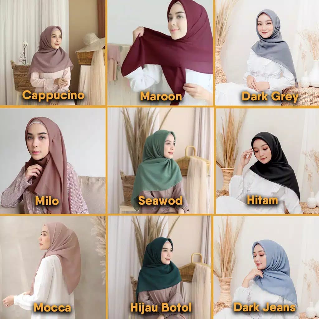 Hijab Jilbab Kerudung Segi Empat Bella Square Multi Warna Part 1