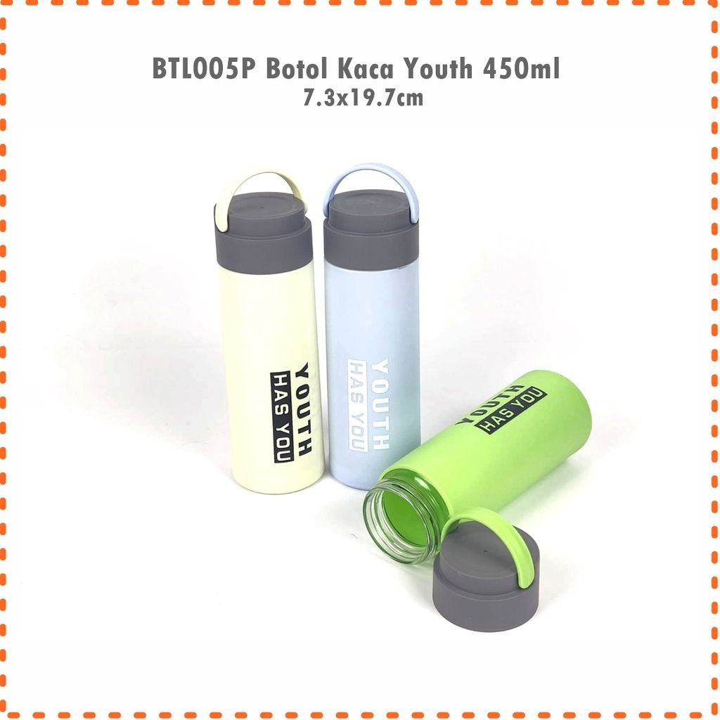 Botol Minum Kaca YOUTH Glass / Botol YOUTH 450ml Botol Tumbler