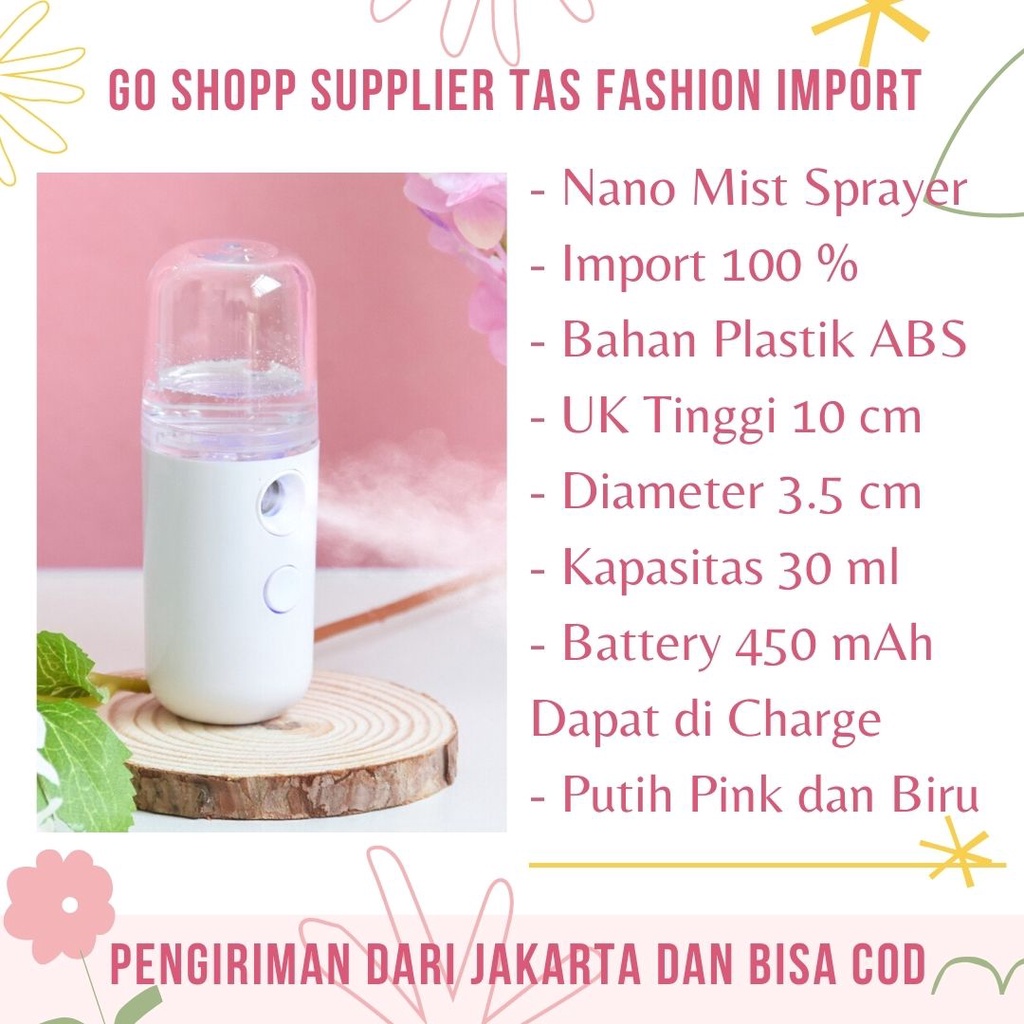 Nano Spray Portable Mini Pelembab Wajah - Nano Mist Sprayer Moisturizing Perawatan Wajah - Nano Spray Alkohol Disinfectant dan Sanitizer [NS01]