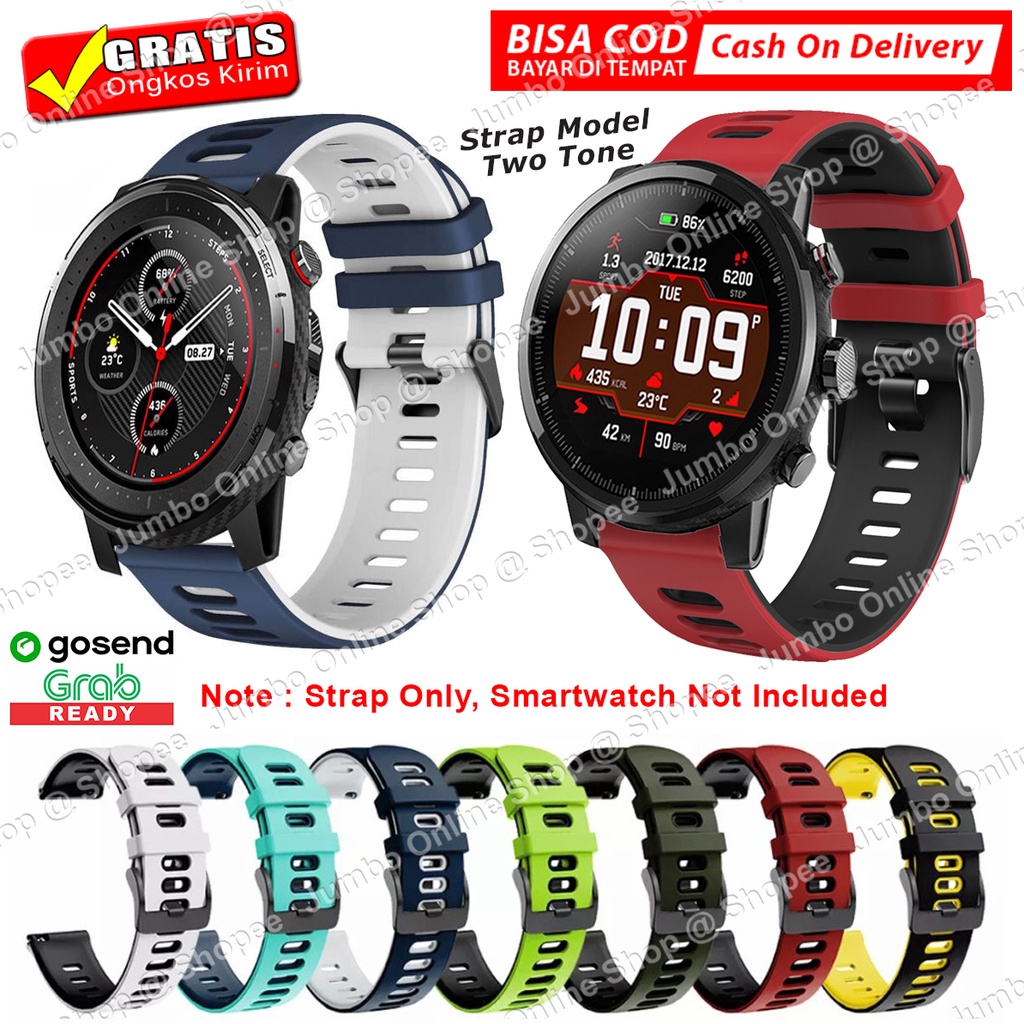 STRAP TALI JAM HUAMI AMAZFIT STRATOS 3 STRATOS 2S STRATOS 2 MODEL TWO TONE RUBBER