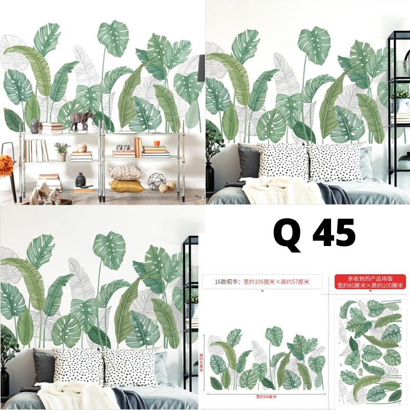 WALLSTIKER WALLSTIKER WALL STICKER STIKER PAPER WALLPAPER DINDING D3 MOTIF TANAMAN HIJAU DAUN POHON KAKTUS MONSTERA DEKORASI CAFE RUMAH PINTU JENDELA CERMIN KACA HIASAN KERAMIK KAMAR MANDI TOILET ANTI AIR WATERPROOF TEGEL KOMPOR KULKAS DAPUR 3D AESTHENTIC-Q 45