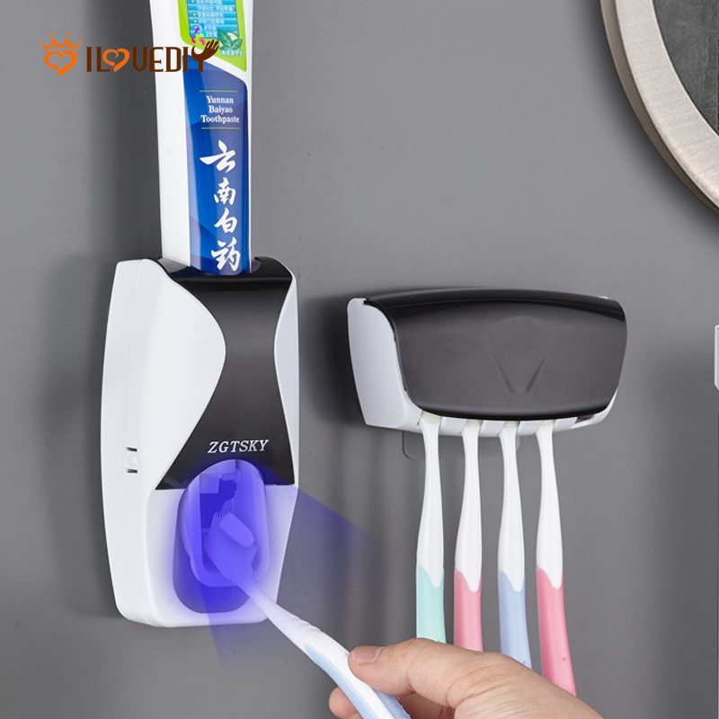 1 Set Dispenser Pasta Gigi Otomatis Dengan Perekat Tahan Debu Untuk Kamar Mandi