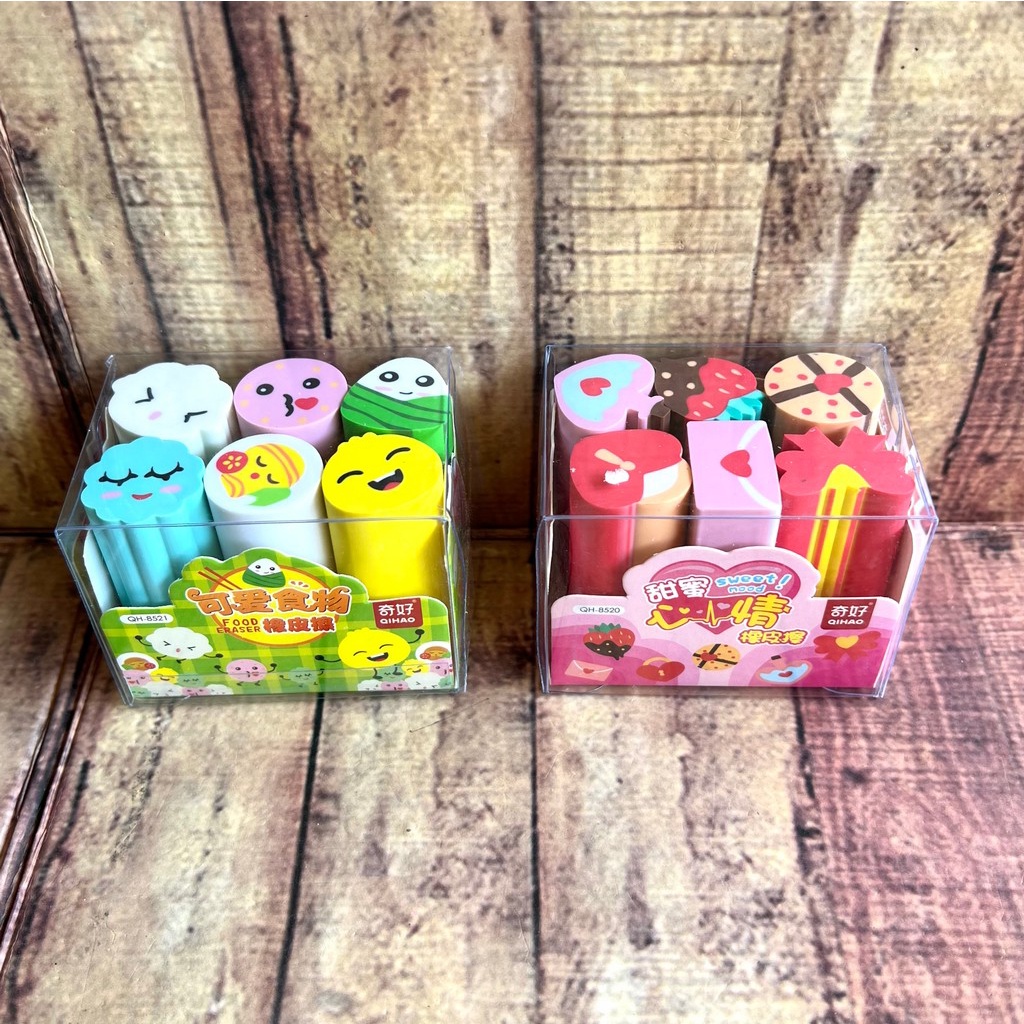 Penghapus Set Mika Qihao Sensory - Setip Set- Fancy Eraser Super Cute - Setip Potong