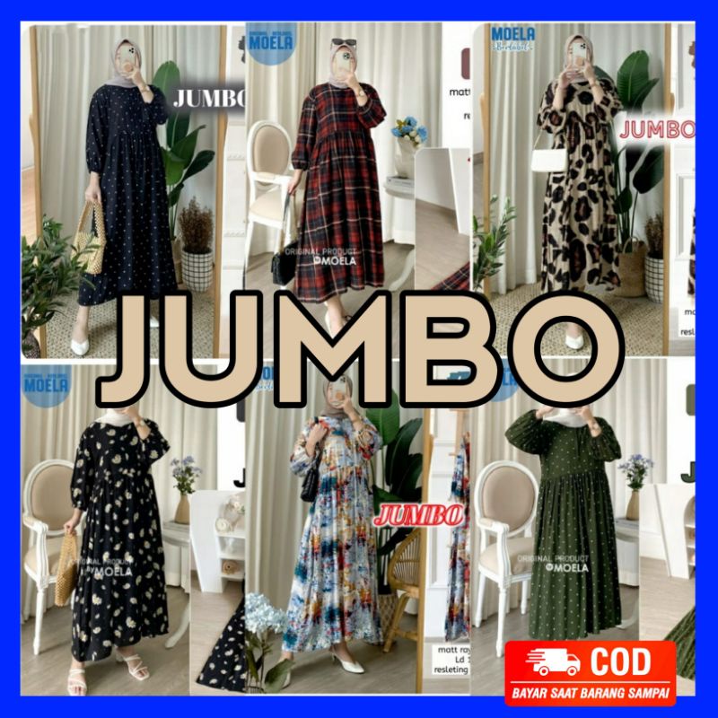 Pakaian wanita LD 130cm/midi dress muslim Jumbo termurah/baju big size/harga diskon/sanso/moa/luciu/
