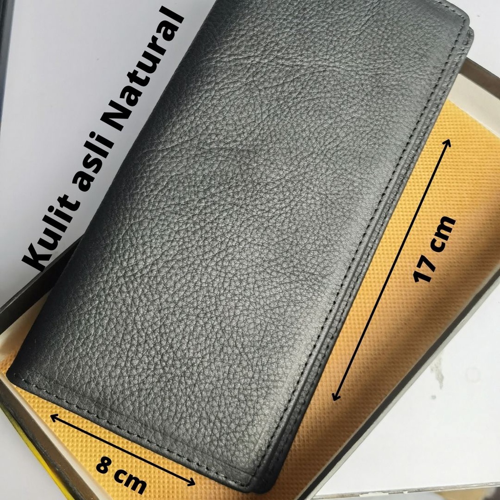 Dompet panjang kulit asli HItam Free custom